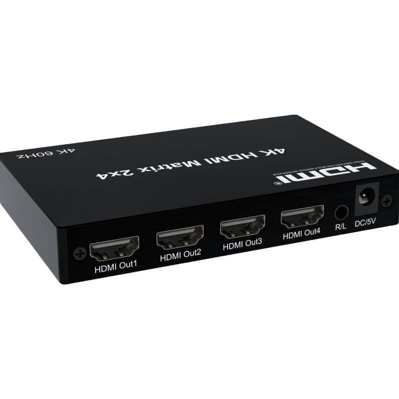 Matrix HDMI 2.0 Switcher 2-in-4-out Splitter Video Display Audio Extraction HD 4K 60Hz