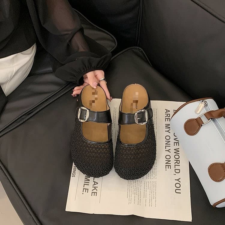 Thick-Soled Platform Mesh Mule Sandals for Women Summer 2026 New Style Versatile Hollow Breathable Birkenstock-Inspired Slides