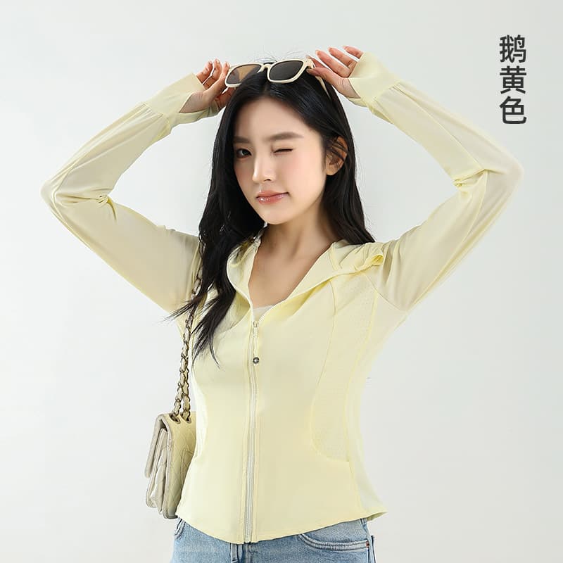 2026 Slim Fit Hooded Lulu Style Fashion Sun Protection Jacket Women's Outdoor Yoga Wear Dopamine Skin Coat