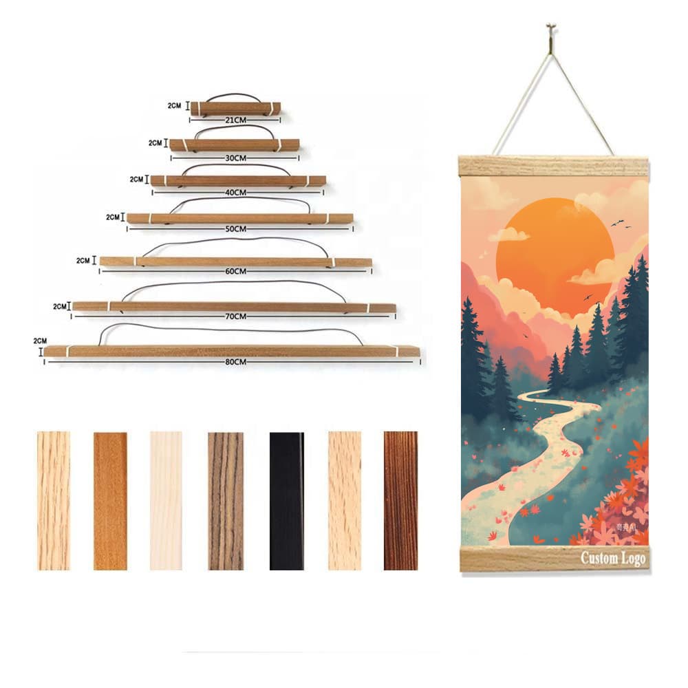 Factory Direct Magnet Solid Wood Hanging Scroll, Magnetic Hanging Scroll, Solid Wood Painting Scroll, Wall Painting Clip Solid Wood