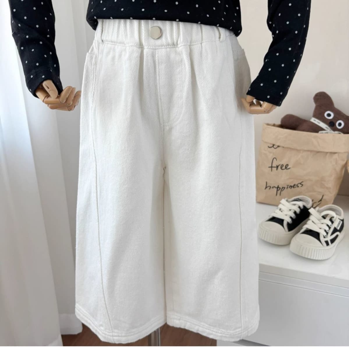 Girls' Pants Spring New Style Loose Fit Fashion White Denim Wide-Leg Pants for Toddlers and Young Girls Spring and Autumn Long Pants Children's Clothing