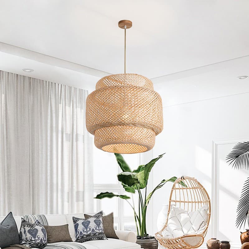 Cross-border Hot-selling Handmade Bamboo Weaving Chandelier Chinese Decorative Dining Room Bedroom Guesthouse Tea Room Retro Country Style Lighting