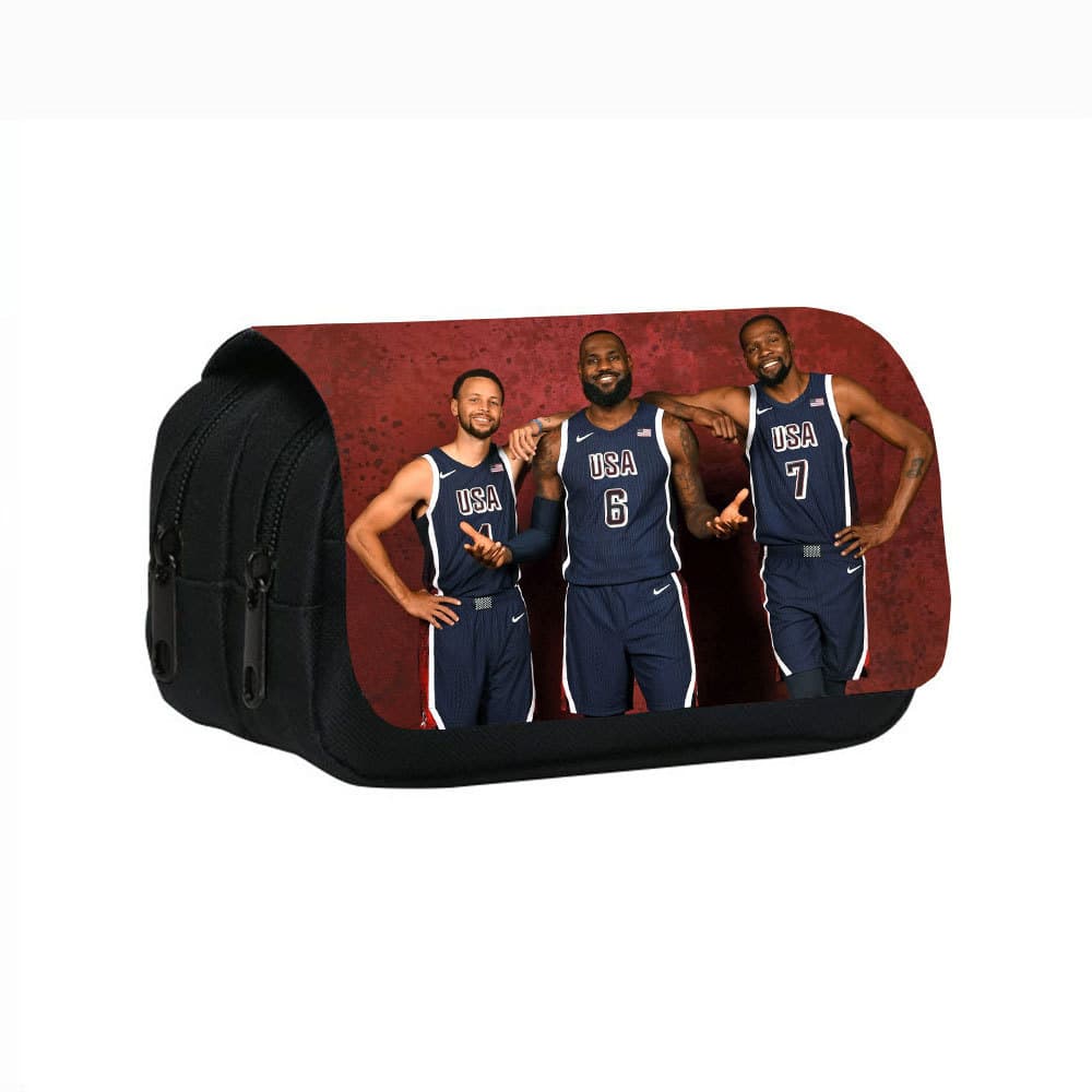 Cross-border wholesale Stephen Curry printed double-layer pencil bag Stephen Curry primary and secondary school student stationery bag