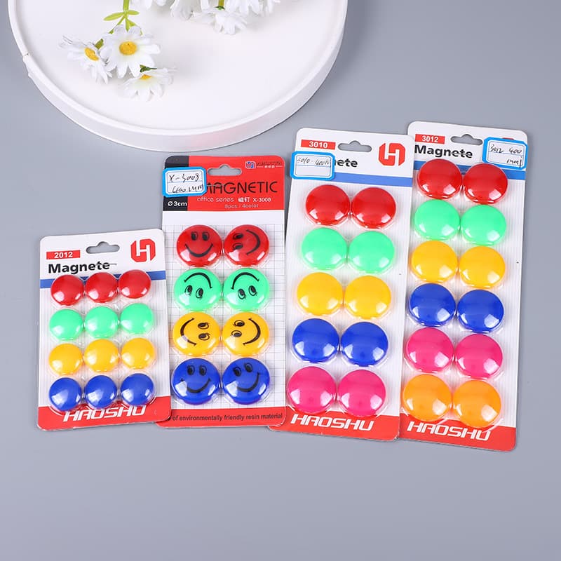 Cross-border Direct Sales, Plastic Smiley Face Magnetic Pins, Whiteboard Magnetic Particles, Diameter 40mm/30mm/20mm Multiple Pack for Stationery Use