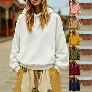 2026 Amazon Cross-Border New Women's Fashion Casual Round Neck Long Sleeve Hoodie Pullover Solid Color