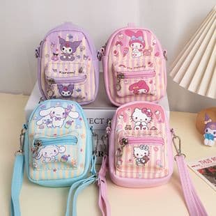 Mini Backpack Coin Purse, Children's Cartoon Kuromi Small Wallet, Adjustable Shoulder, Crossbody, and Multi-Functional Small Bag