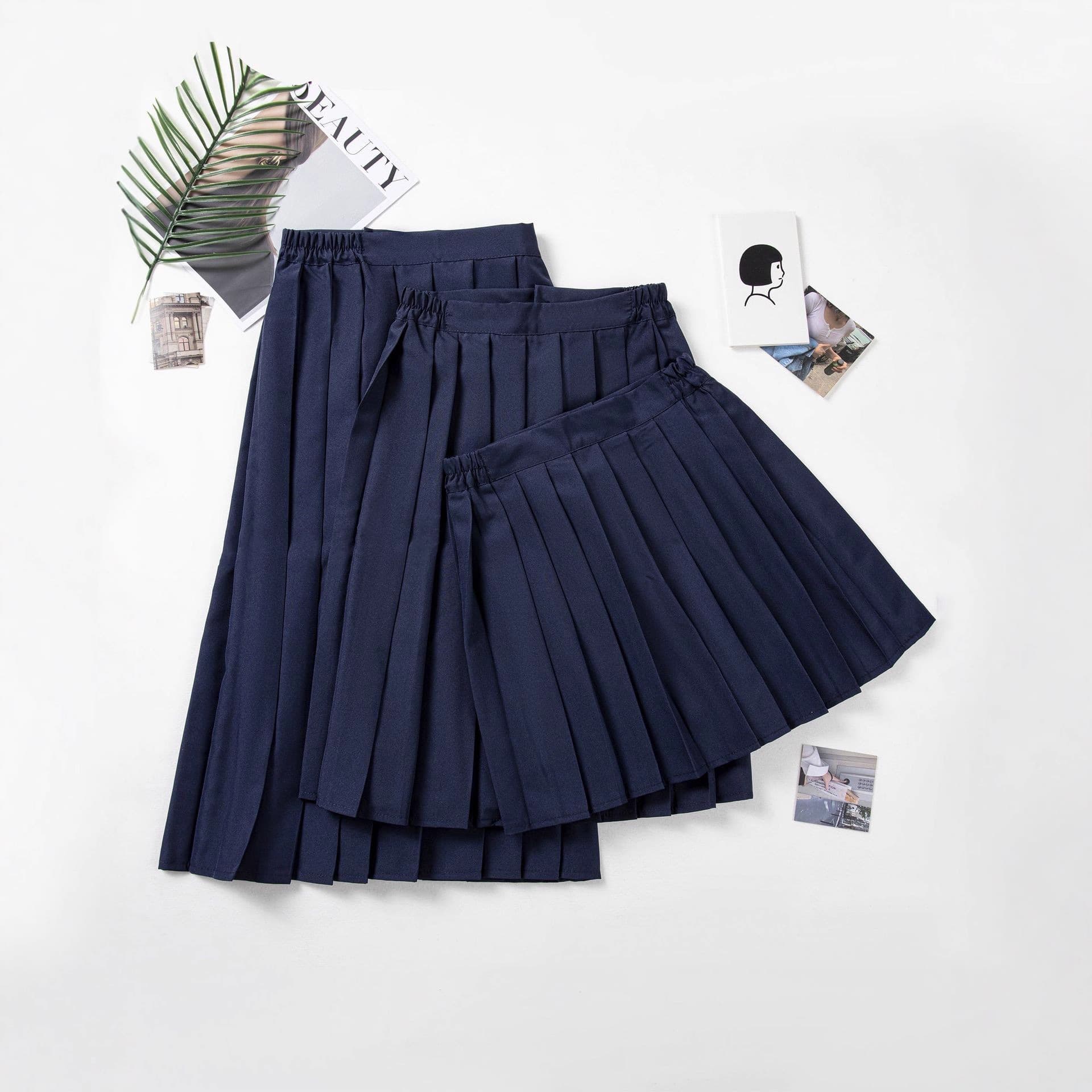 Reliable Manufacturer Wholesale Autumn New Versatile Slimming School Style JK Uniform Basic Navy Blue Pleated Skirt