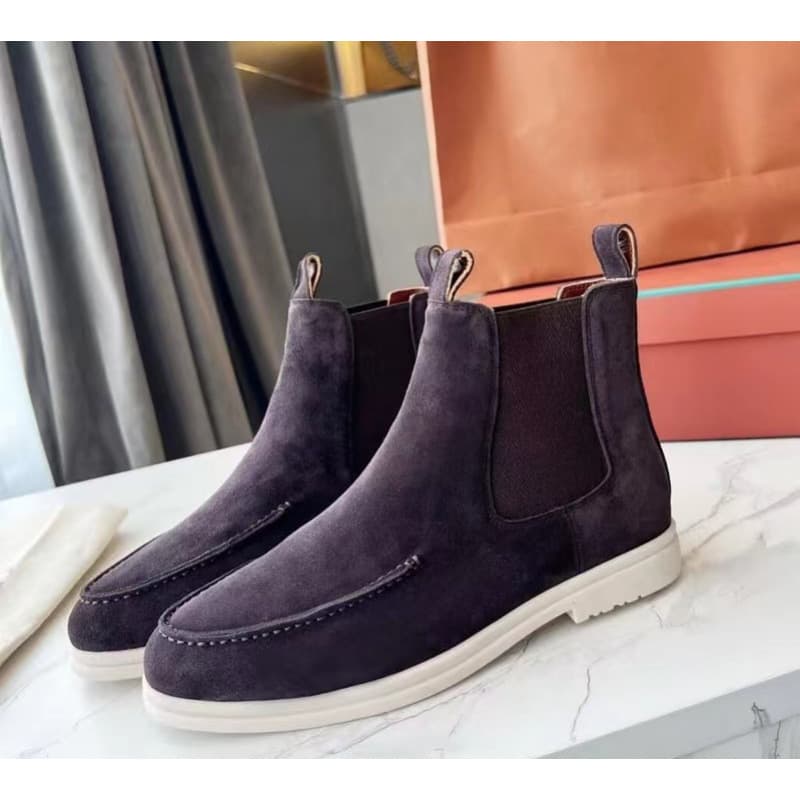 Men's Chelsea Boots Elastic Ankle Boots Autumn Winter New Style Short Boots White Sole Couple Shoes Flat Large Size