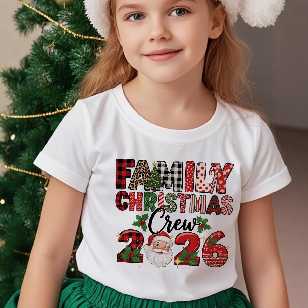 Family Matching Cotton Christmas Newborn Sibling Baby Outfit Cute Round Neck First Christmas Toddler T-Shirt