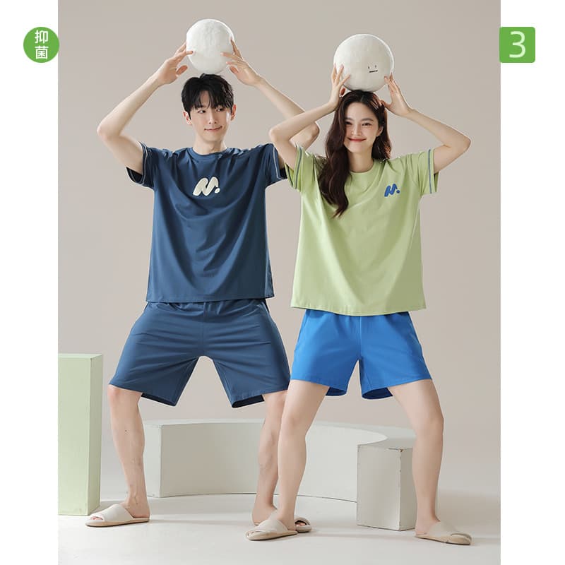 [Antibacterial Xinjiang Cotton] Short Sleeve Pure Cotton Couple Pajamas Women's Summer Men's Pajamas Thin Summer Homewear Set