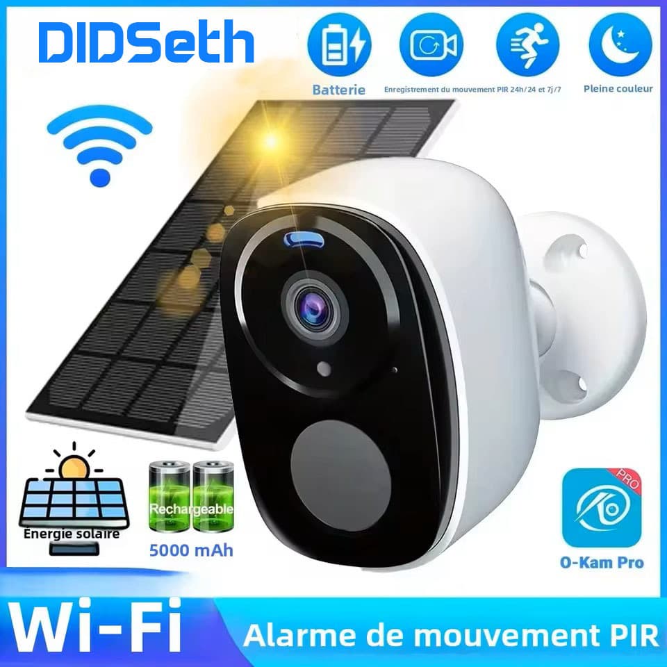 Cross-border WIFI solar surveillance battery camera OKAM indoor and outdoor mobile phone remote monitoring without plug-in and waterproof