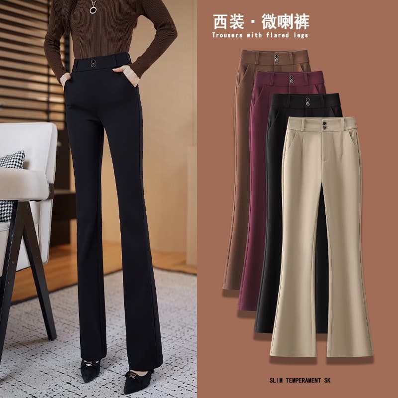 Hot style micro-flared suit pants for women in autumn new high-waisted slim flared pants versatile casual pants for women