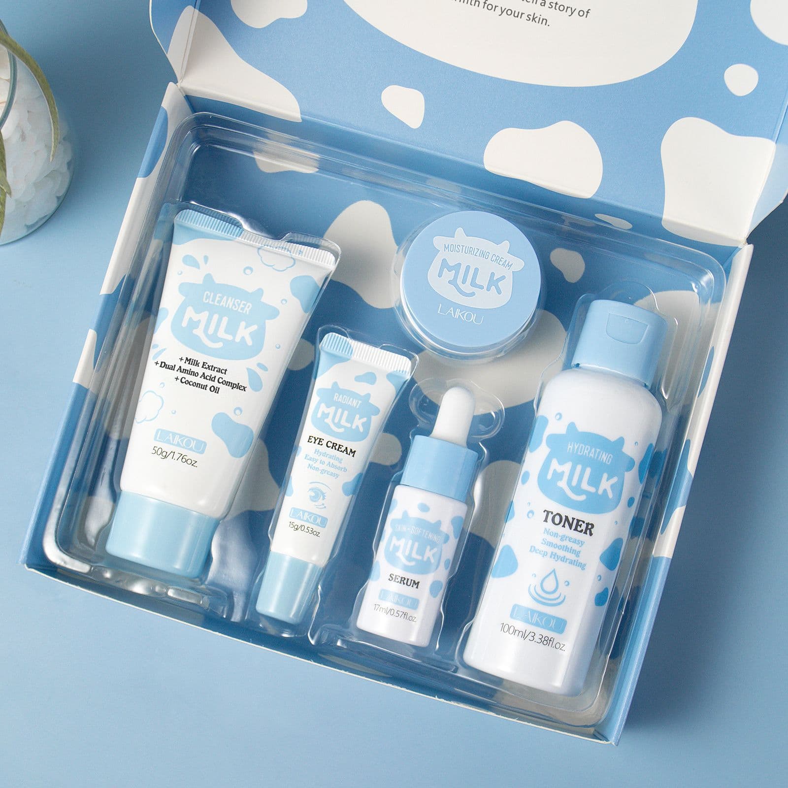 LeCoco Milk Facial Care Set Hydrating Moisturizing Five-Piece Skincare Kit Full English Packaging OEM ODM Customizable