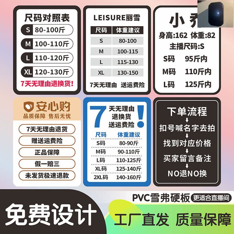 Live Stream Size Sign KT Board, Host Height and Weight Display Board, Double-Sided Erasable Prompt Advertising Sign