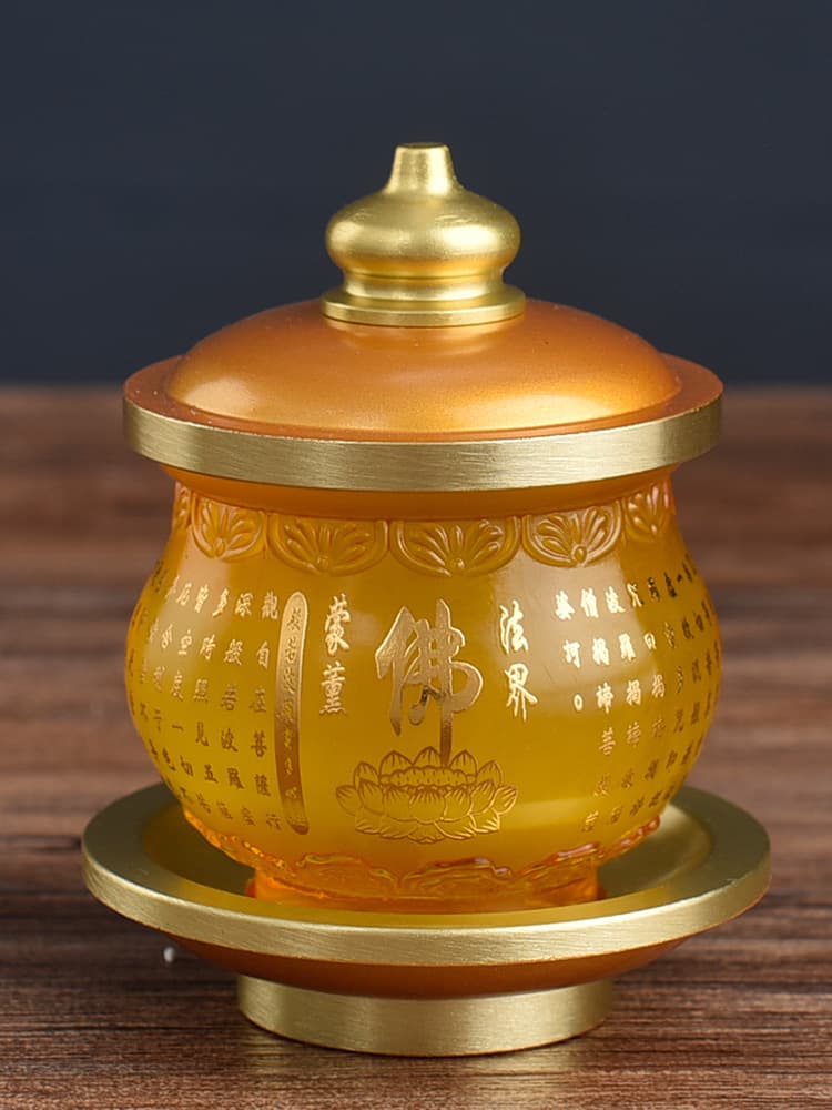 Glass Water Offering Cup Buddhist Offering Cup Holy Water Cup Altar Immortal Lotus Worship Great Compassion Water Offering Cup Complete Buddhist Supplies