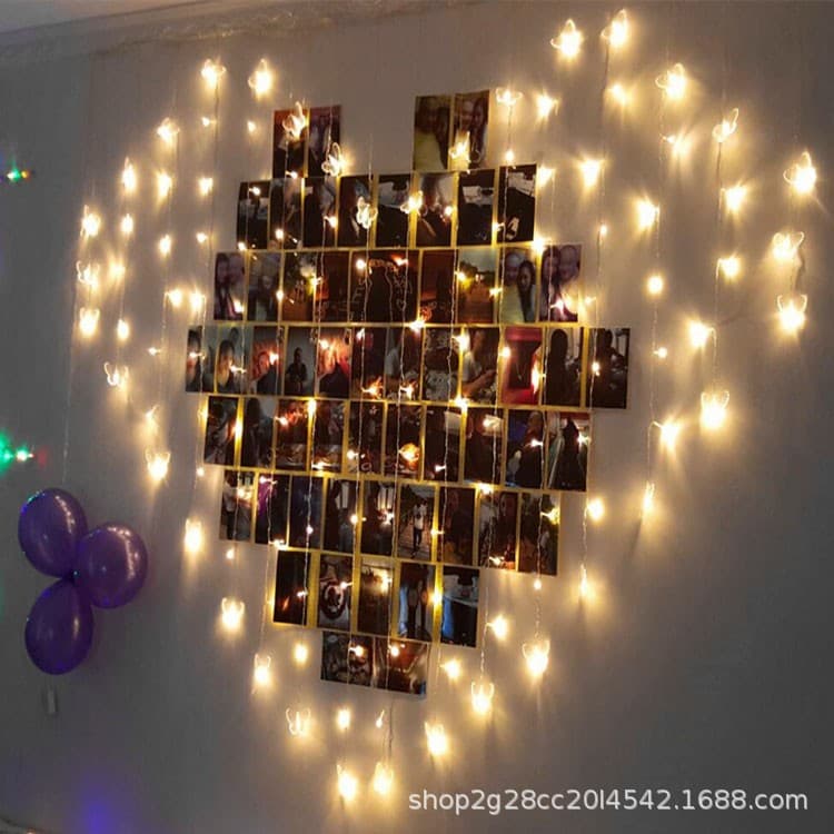 Proposal Decoration Heart Curtain LED Lights, Heart-Shaped Ice Light String, Romantic Room Atmosphere Decorative Lights