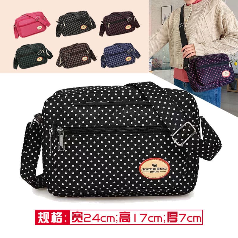Manufacturer wholesale elderly shoulder bag multi-layer zipper dot diagonal cross bag women's street stall new middle-aged and elderly cloth bag