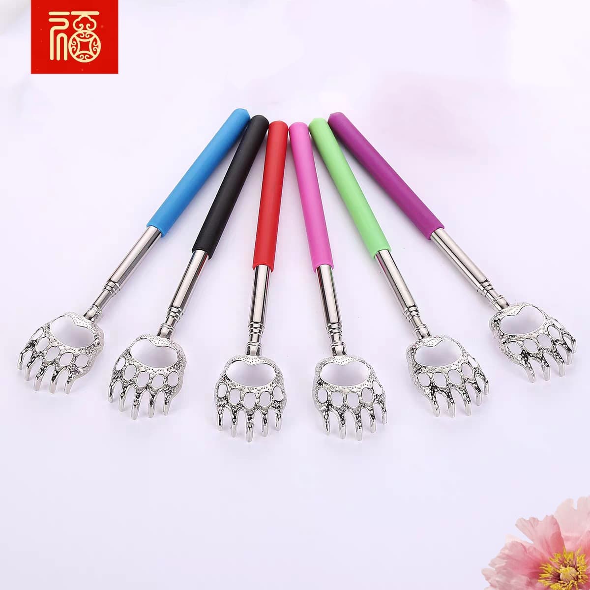 Factory direct bear claw stainless steel retractable back scratcher massager.