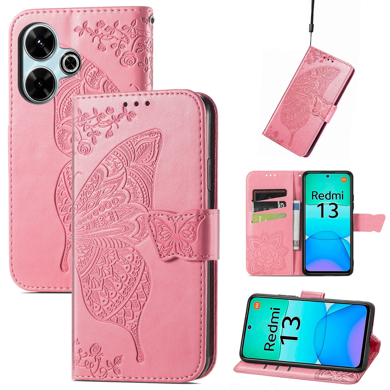 Suitable for Redmi Note14pro+ flip embossed mobile phone leather case Xiaomi 14Ultra mobile phone case Redmi 14C