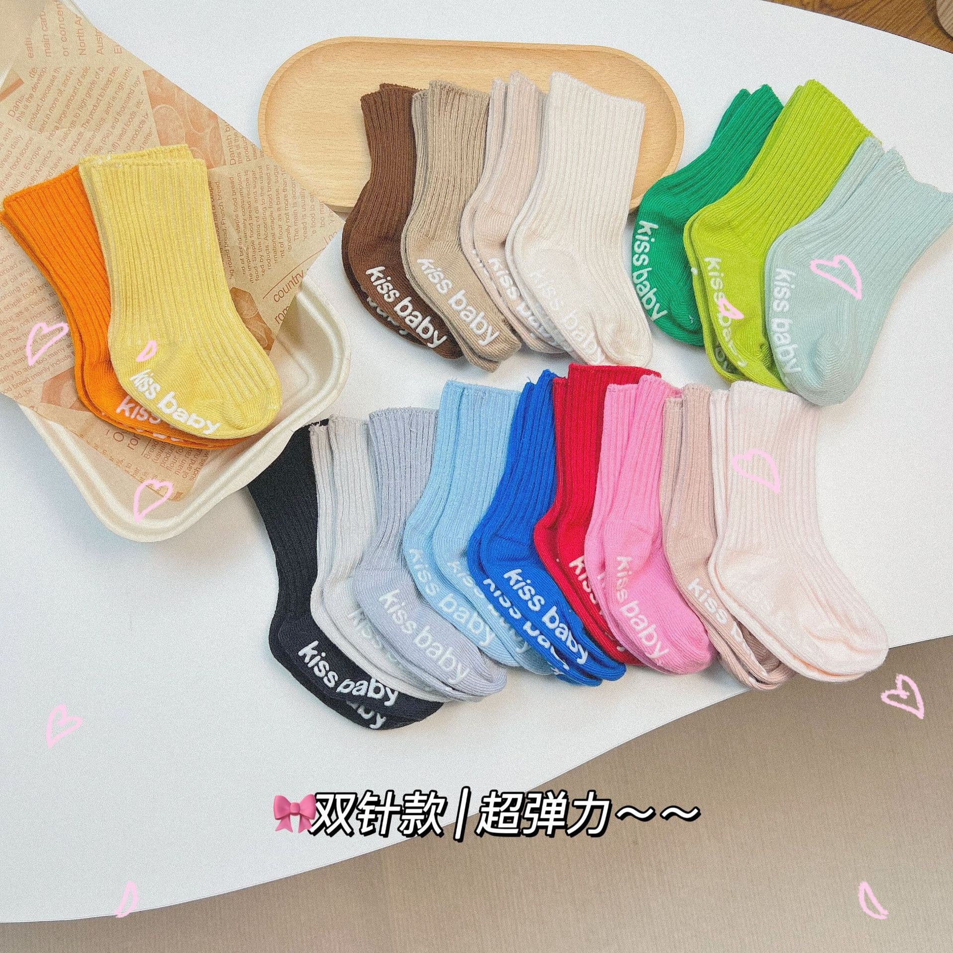 New Children's Socks Ins Style Baby Kids Solid Color Mid-Calf Socks Silicone Dot Baby Socks Comfortable Cotton Socks Double Needle Socks