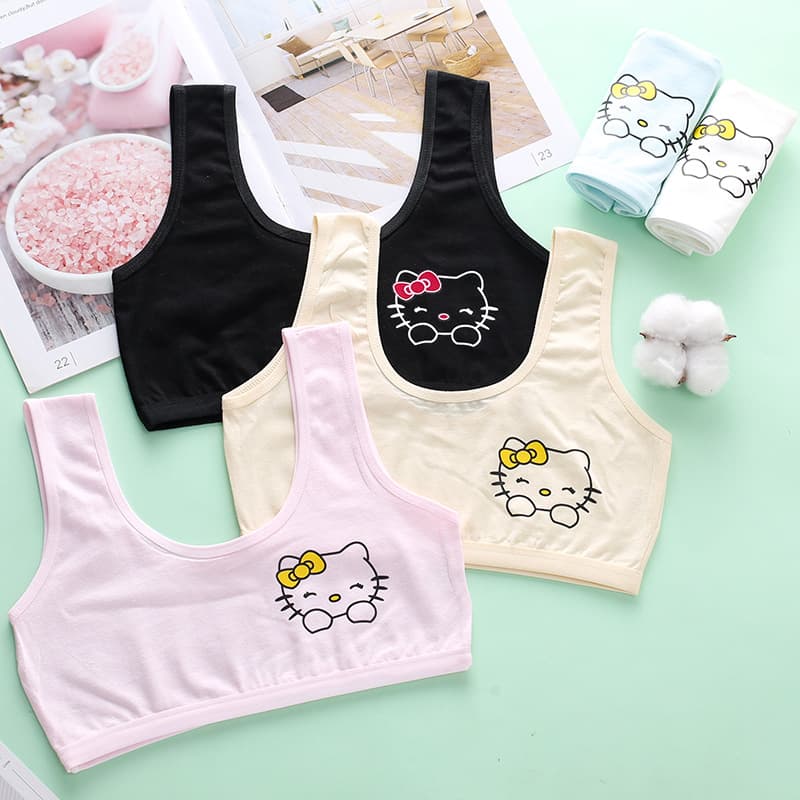 Girls Cotton Underwear Developmental Stage Elementary School Little Girl Thin Anti-Bulge Pure Cotton Strap Vest Base Layer Top