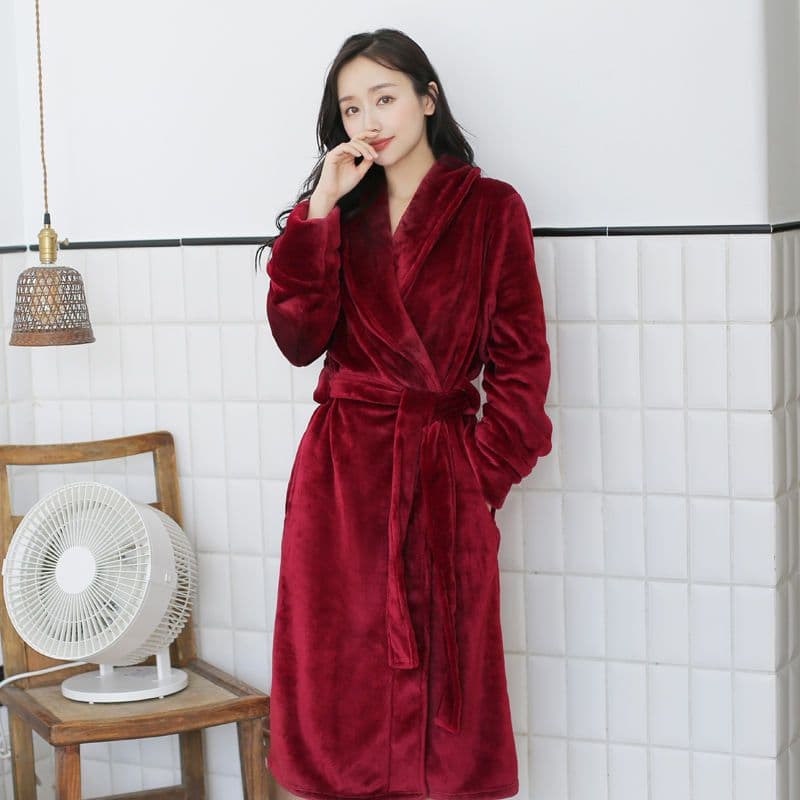 Nightgown for women in autumn and winter thickened flannel bathrobe long men and women couple coral velvet bathrobe pajamas home clothes