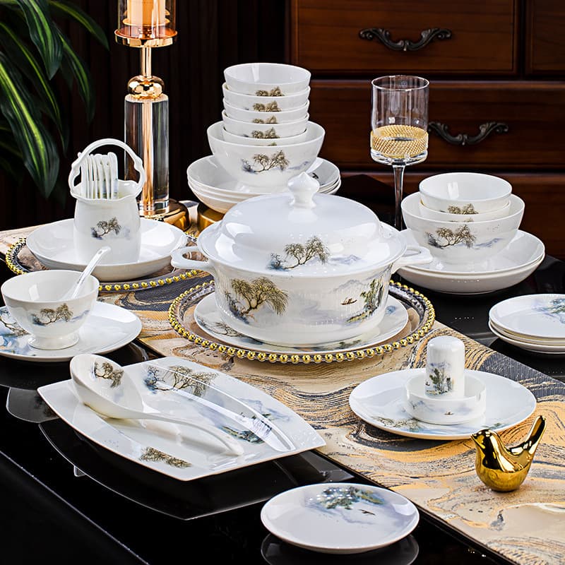 Chenghao bowl and dish set ceramic tableware bowl and dish cutlery gift box set bowl set Jingdezhen ceramic tableware