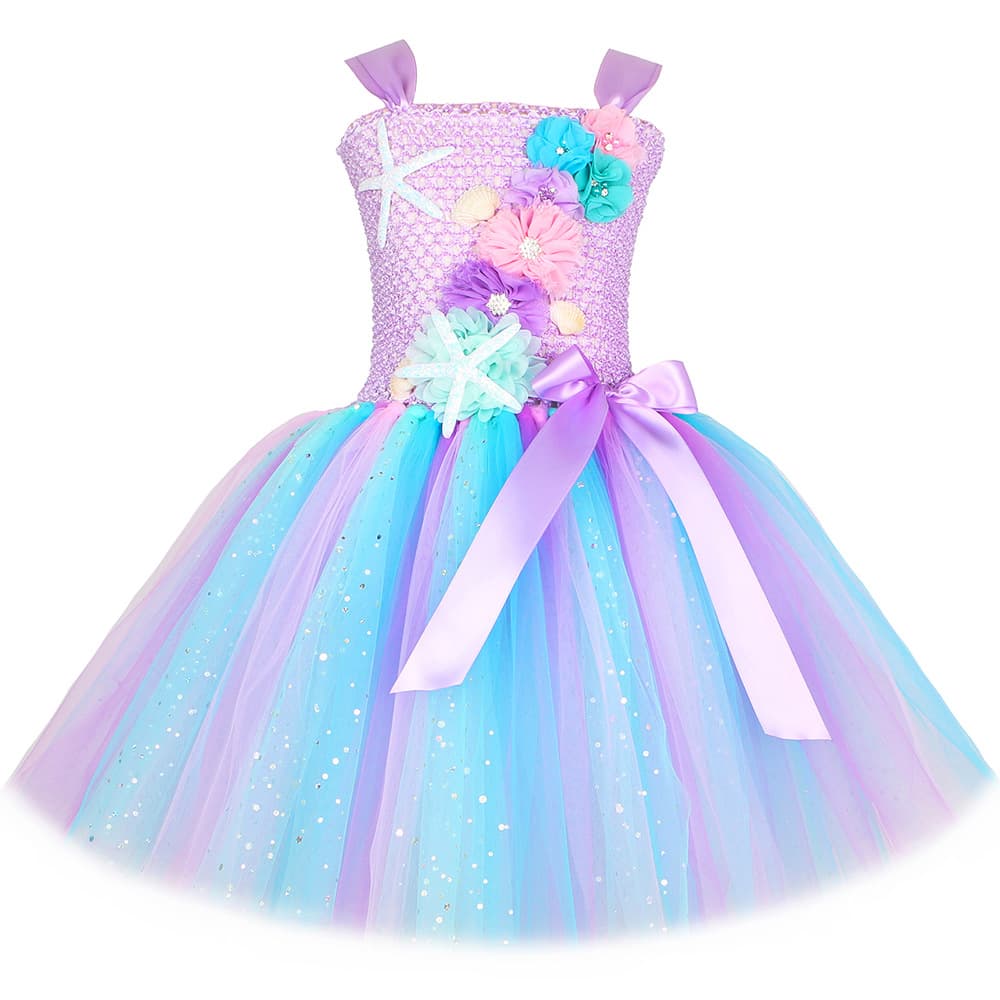 Mermaid Princess LED Dress for Girls, Glowing Tutu Dress, Children's Mesh Puffy Dress, Cross-Border Kids Clothing