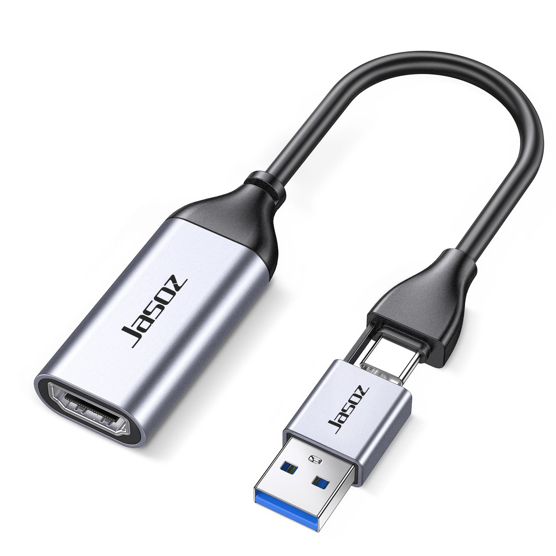 Cross-Border Popular Dual USB-C Video Capture Card, Dual USB to HDMI Female Type-C Video Converter