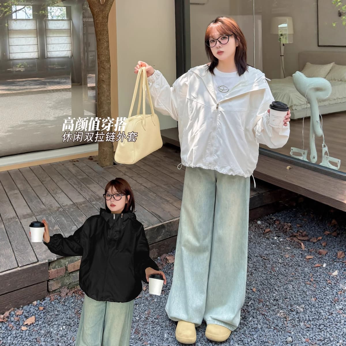 K3124 Autumn New Arrival Plus Size Women's Casual Jacket with Hood and Loose Fit for Curvy Girls