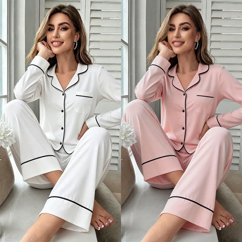 Cross-Border Modal Pajamas for Women, Long-Sleeve Shirt and Pants Two-Piece Set, Women's Homewear Pajamas