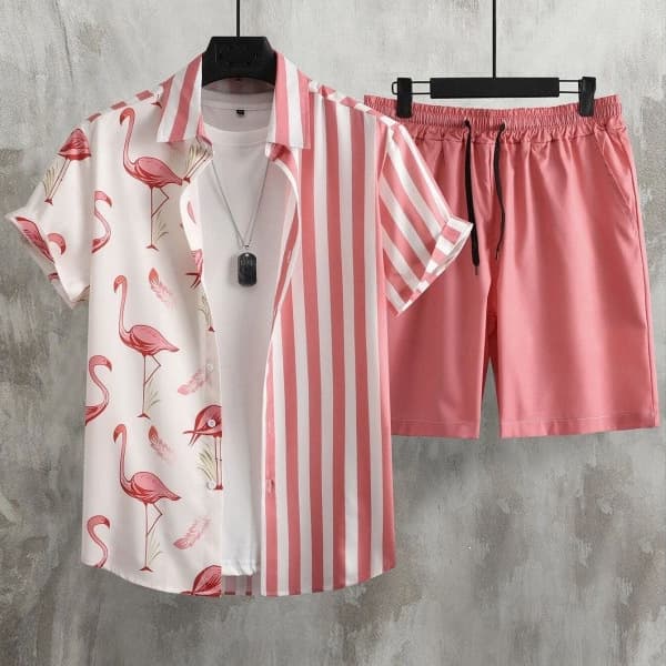 Summer Men's Casual Sport Set Short Sleeve T-Shirt and Shorts Two-Piece Set Loose Breathable Running Gym Wear Street Style