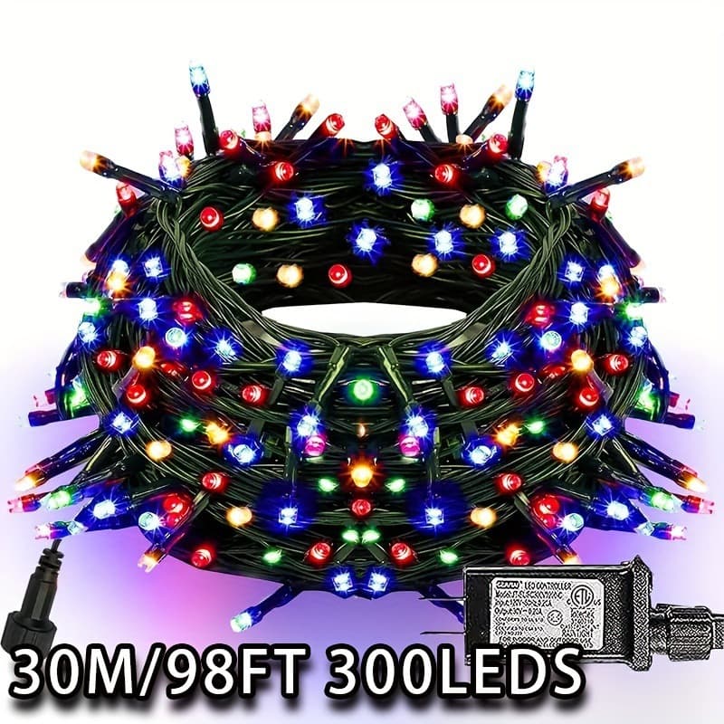 2026 New Cross-border Drop Shipping 1 Pack of 98-Foot 300-LED Multi-Color Christmas Light String