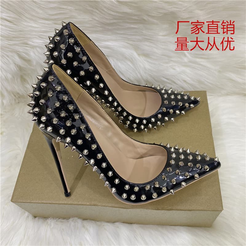 Cross-border Wholesale 2026 New Style Rhinestone High Heels 12CM Pointed Toe Thin Heel Shallow Mouth Single Shoes Studded Shoes