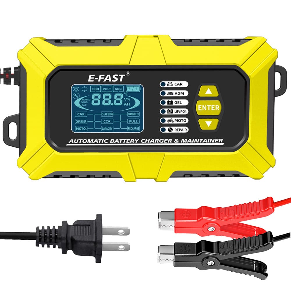 E-FAST Battery Analyzer 12V Lead-Acid Lithium Iron Motorcycle Battery Charger Vehicle Battery Detecting Instrument