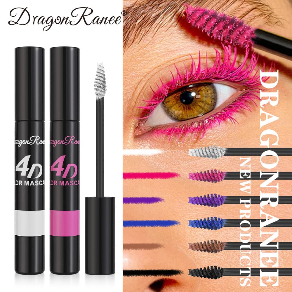 DragonRanee Cross-border 4D Color Mascara Blue Purple White Purple Royal Blue Coffee Rose Red Cosmetics Export