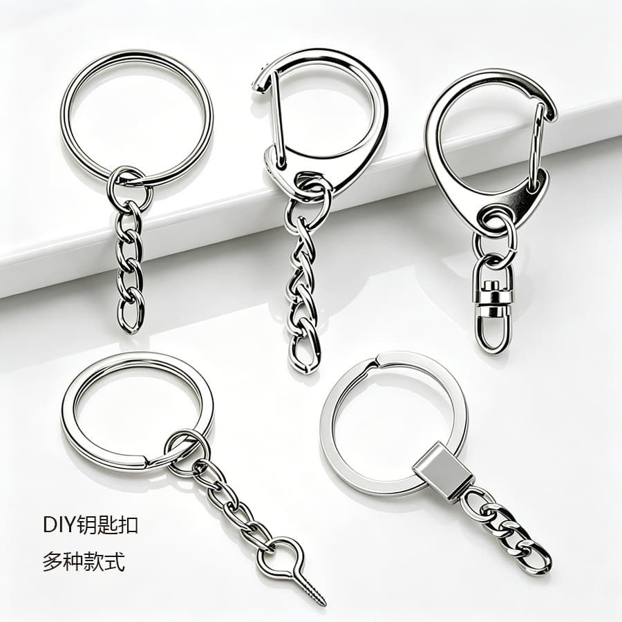 Metal Key Ring Chain 25mm Light Ring Plus 4 Links Stainless Steel Key Chain Diy Office Culture Keychain Accessories