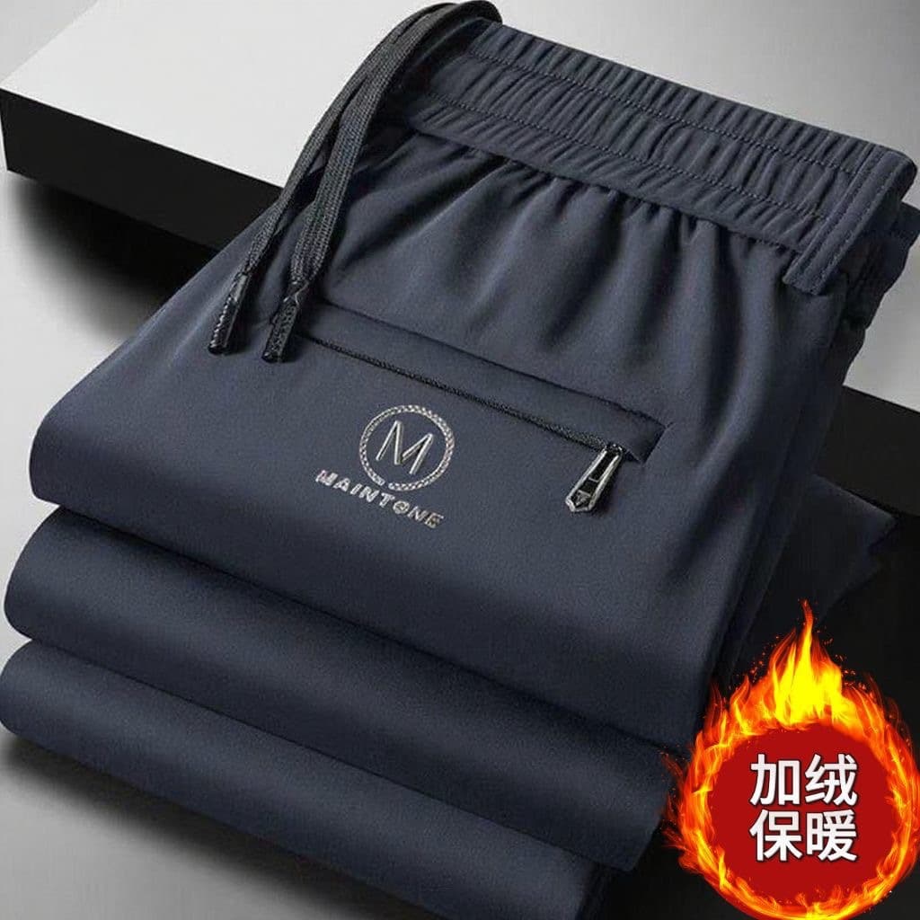 Black Straight-Leg Pants for Men, Spring/Autumn Versatile New Trendy Loose Fit, Winter Fleece-Lined Heavyweight Casual Sweatpants