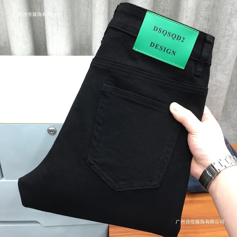 Black Jeans Men 2024 Spring Autumn Thin Trendy Stretch Slim Fit Skinny Casual Long Pants