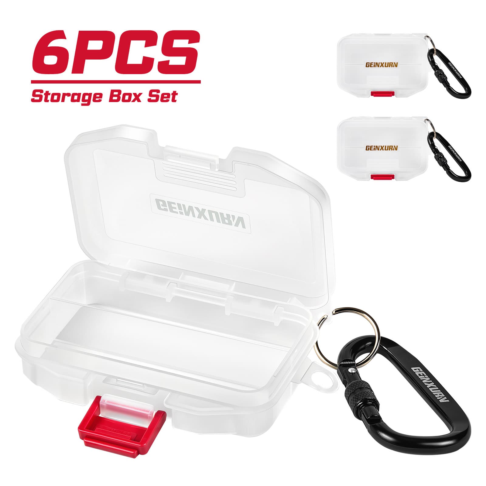 Plastic Fishing Tackle Box Set with Keychain, Portable Compartment Storage Case