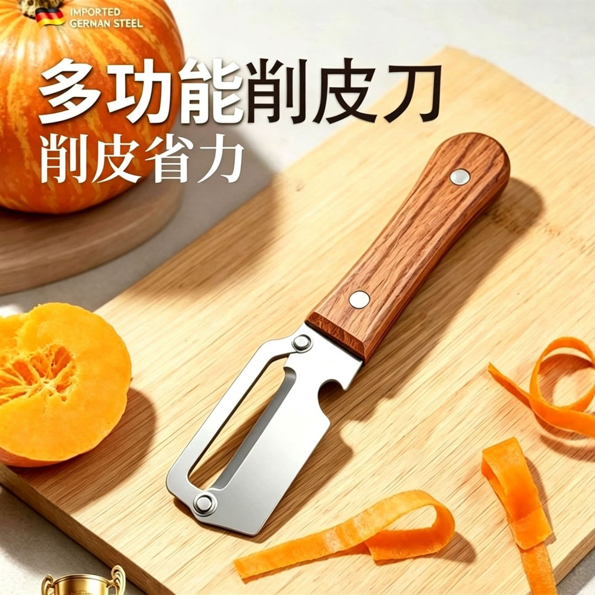 Multifunctional stainless steel peeling knife with wooden handle kitchen household peeling knife fruit and vegetable sugarcane peeling grater
