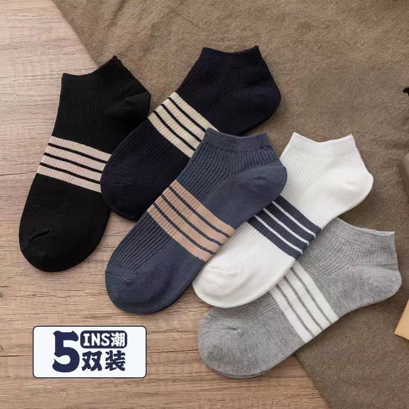 Zhuji Socks Men's Spring Summer Short Socks Fashion Business Low-Cut Polyester Cotton Men's Socks Ankle Socks Factory Wholesale