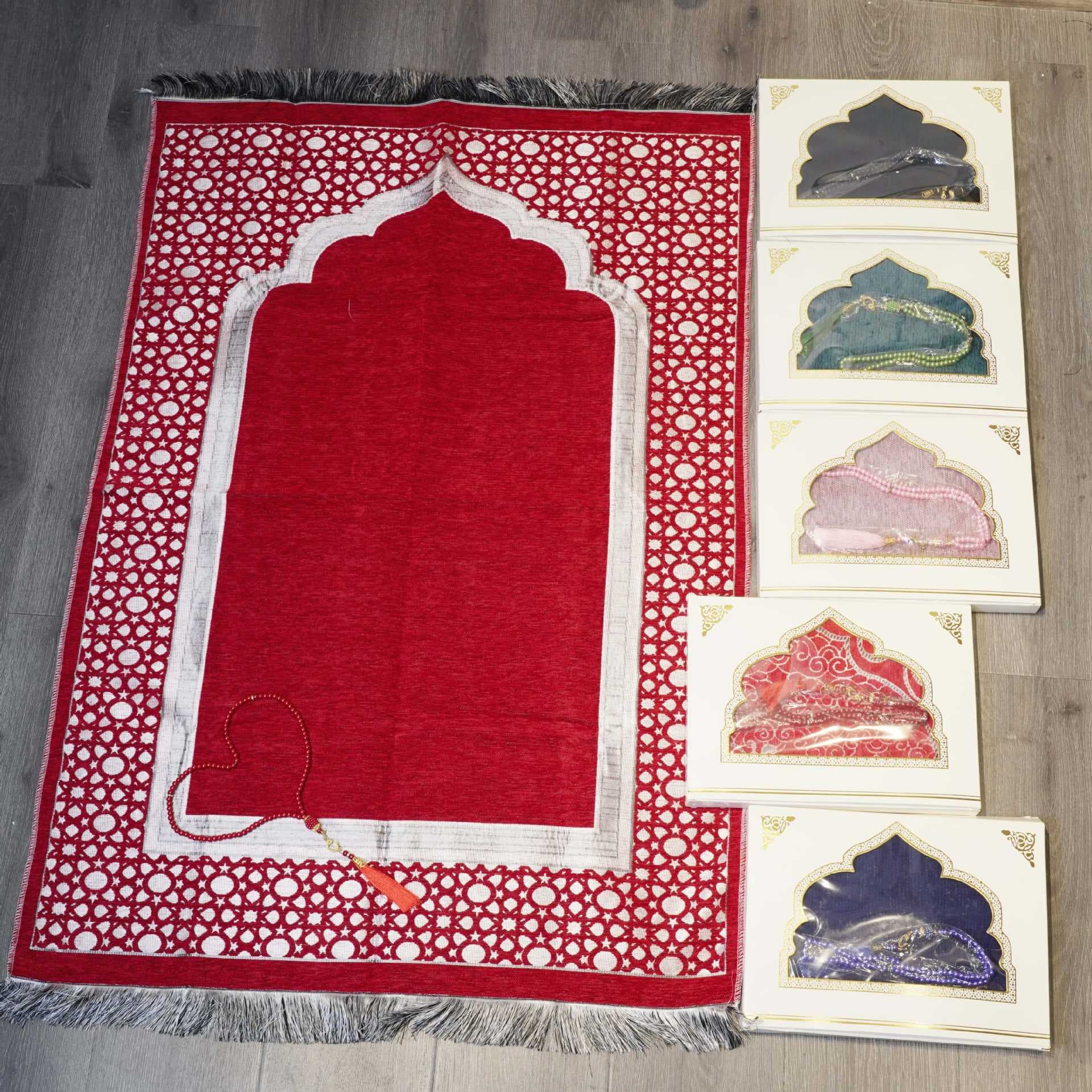 Hazhi Gift Arabian Style Fringed Machine-Woven Printed Prayer Mat Portable Travel Prayer Rug Cross-Border Middle East Southeast Asia