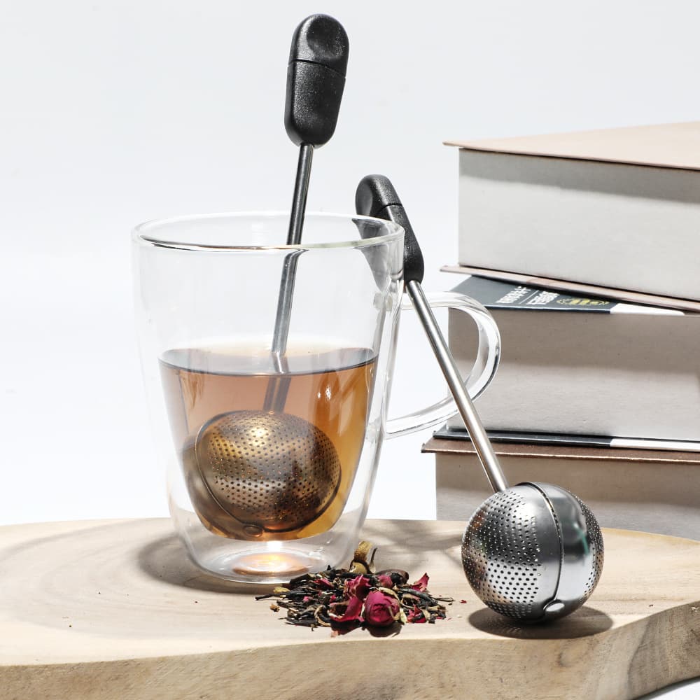 Portable 304 Stainless Steel Rotating Tea Infuser Ball, Round Tea Filter Mesh with Rotation