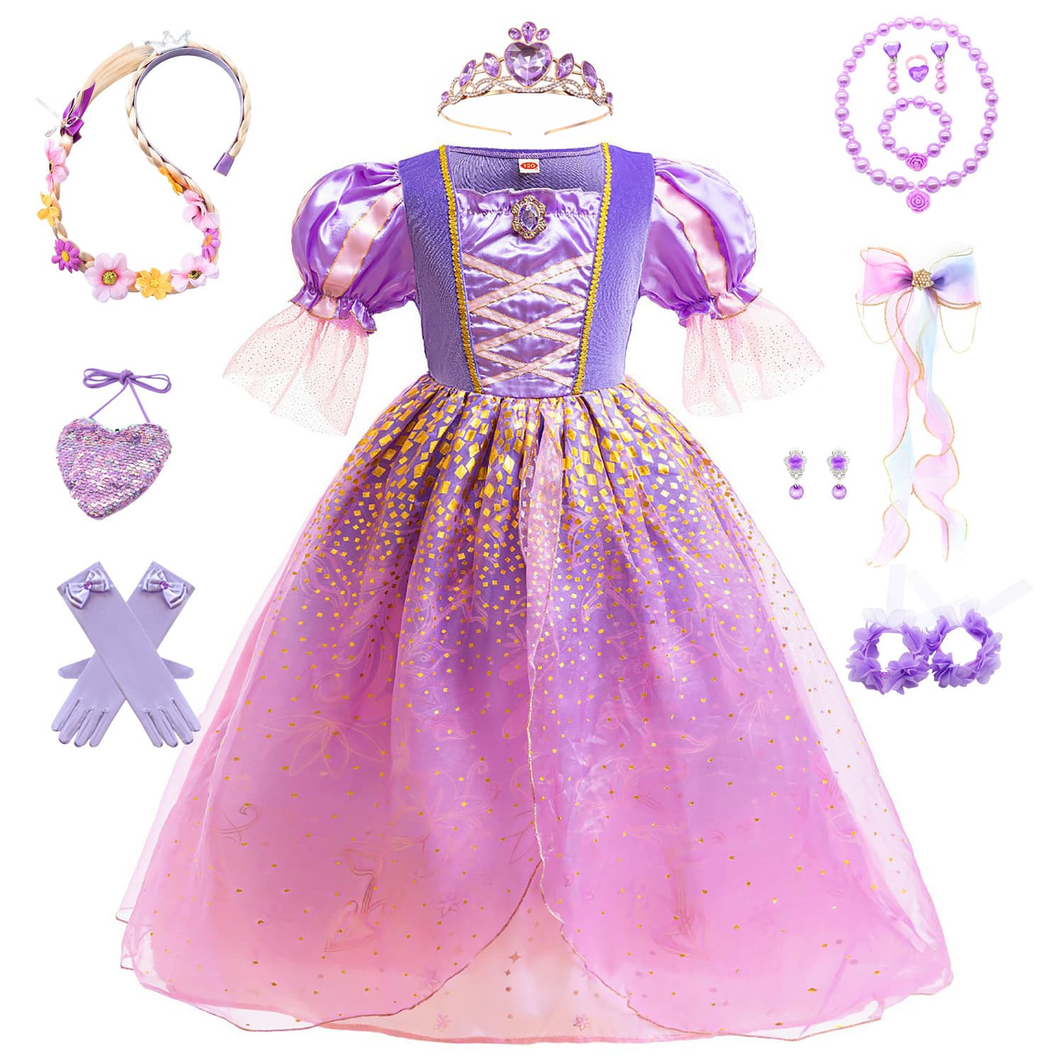 Cross-border Trade Tangled Rapunzel Princess Cosplay Dress Sofia Premium Performance Costume Host Stage Outfit NN88
