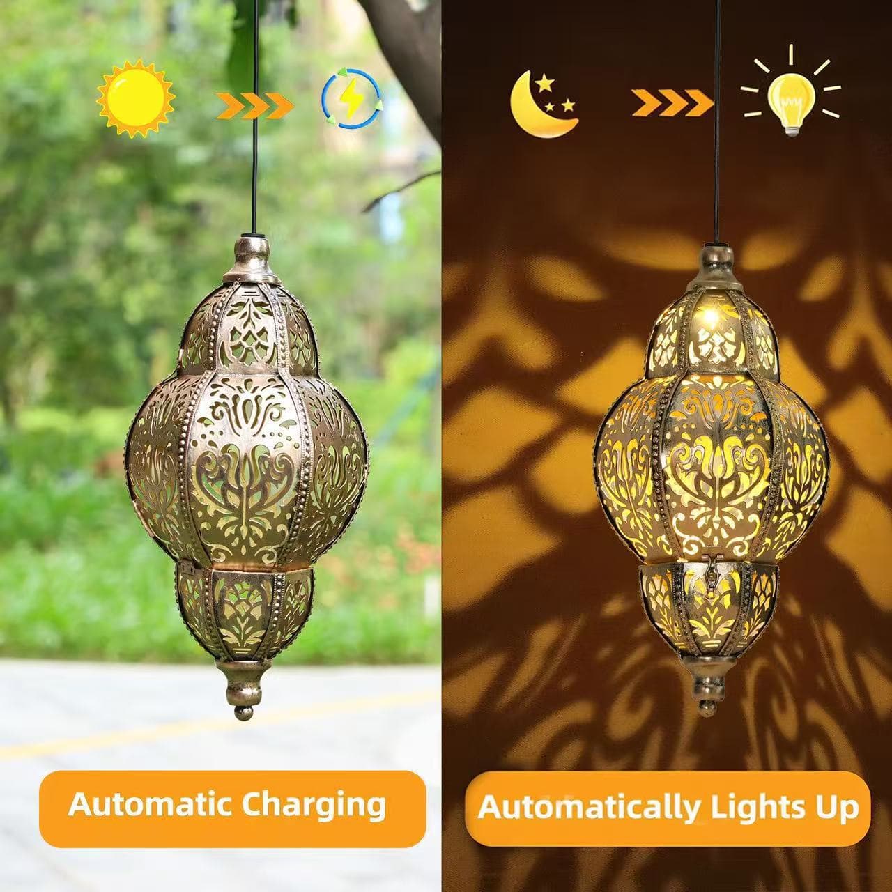 New Cross-Border Outdoor Projection Light Hollow Retro Baroque Solar Garden Waterproof Hanging Light Solar Wall Light