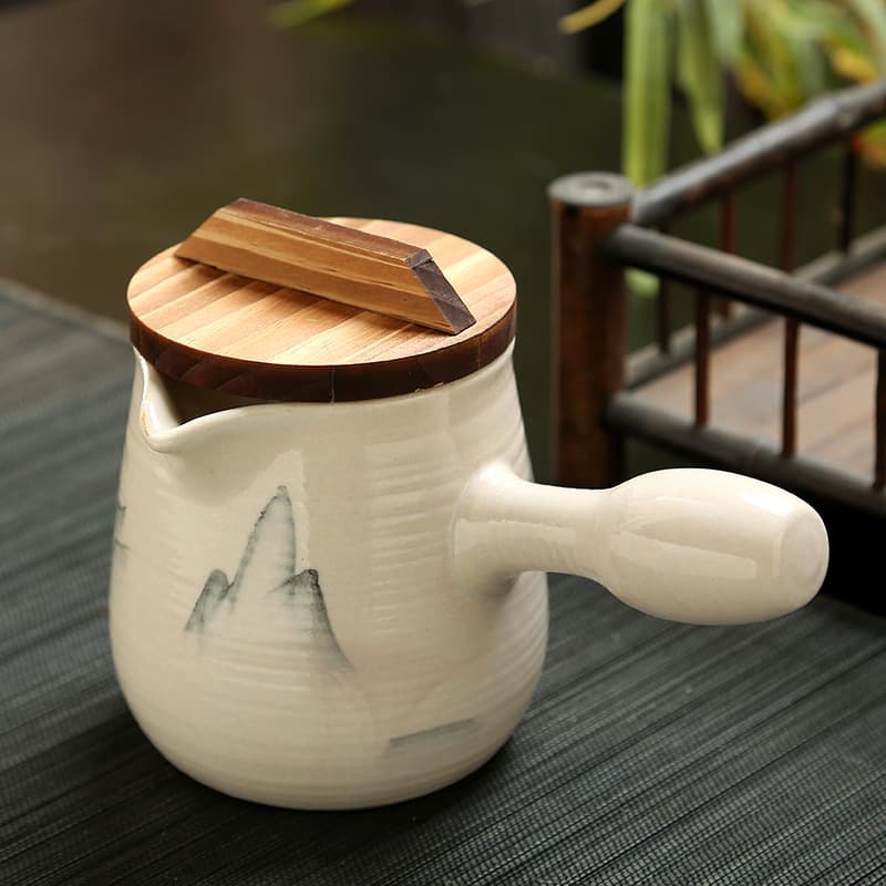 [With Lid] Side-handle Pot, Jar Pot for Stove-top Tea Brewing, Dry Roasting, Milk Tea Set, Large Capacity Roasting Stove