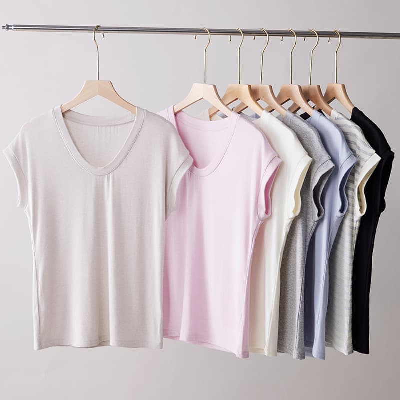 Custom Silk Wool Short Sleeve Women's Modal Flutter Sleeve U-Neck T-Shirt Petite Design Versatile Base Top