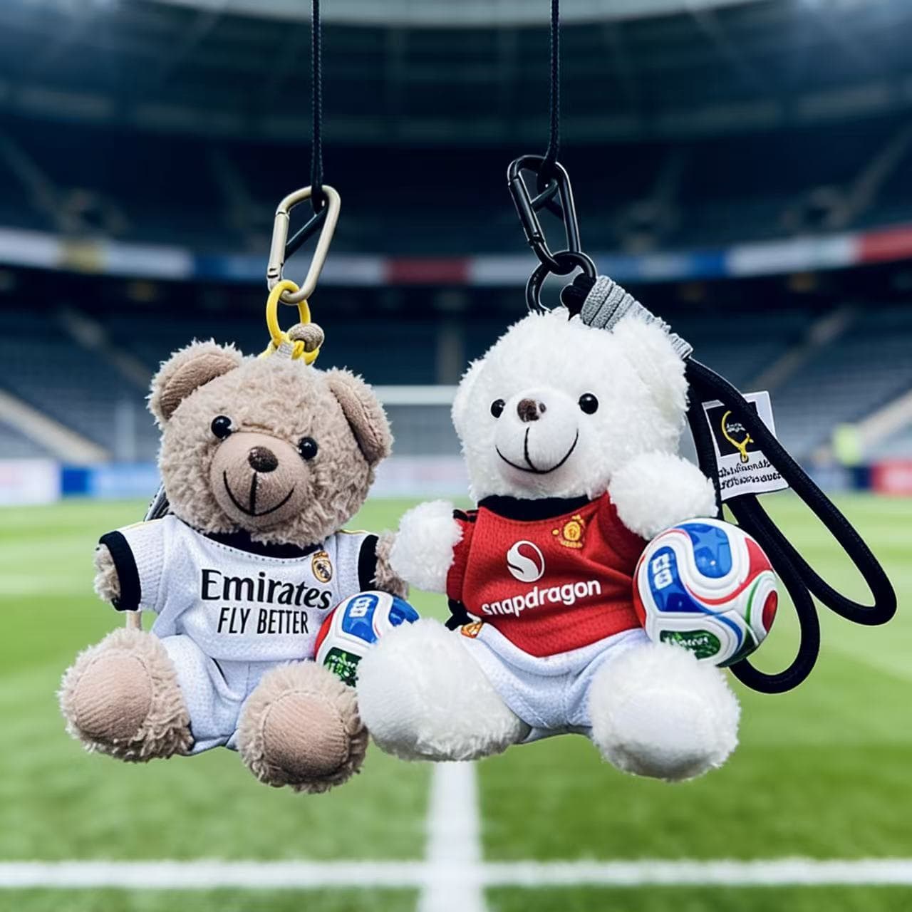 New 2026 World Cup Football Cristiano Ronaldo Messi Real Madrid Bear Plush Couple Gift Souvenir Bag Charm