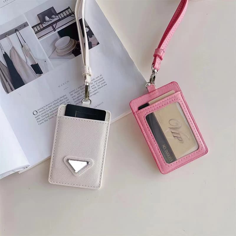 Designer Card Holder Lanyard ID Badge Case Neck Strap Card Holder Student ID Wallet Leather Unisex